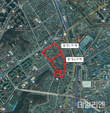 금정2, 금정4 재개발 구역도