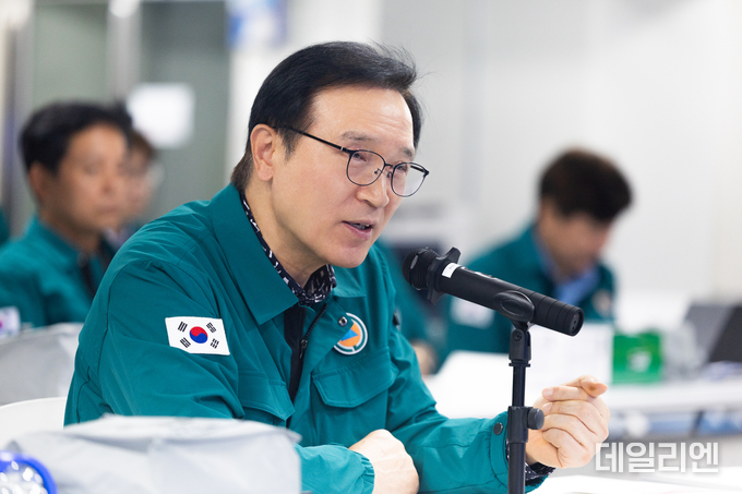 임태희 경기도교육감이 18일 ‘2025 을지연습’ 최초 상황 보고에서 발언하고 있다.