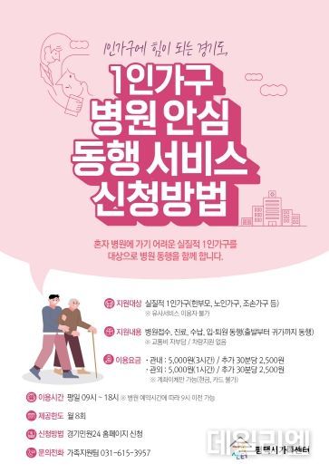 평택시가족센터, 1인가구 병원안심동행 서비스 시행