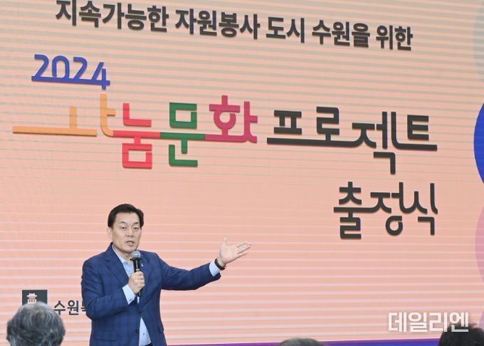 이재준 수원시장이 인사말을 하고 있다.