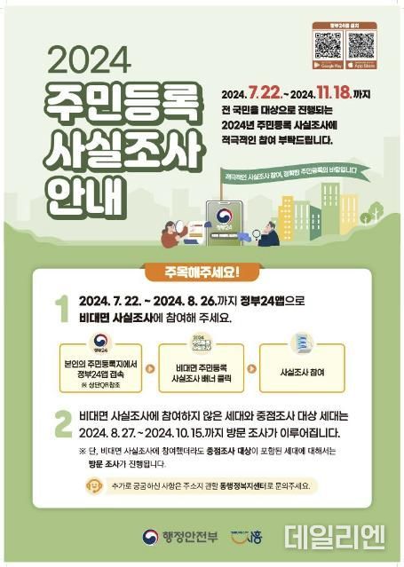 시흥시, 주민등록 사실조사 11월 18일까지 실시, '정부24' 앱에서 가능